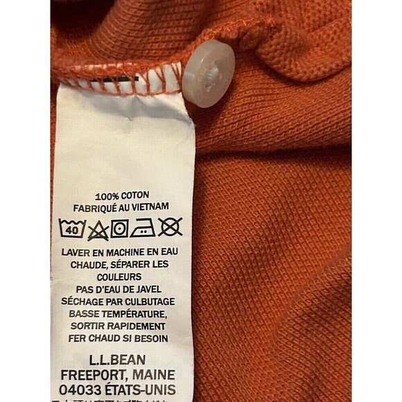 LL Bean Mens Traditional Fit Short Sleeve Polo Shirt XL Regular Solid Orange - Picture 15 of 15